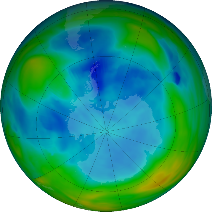 Antarctic ozone map for 04 August 2021